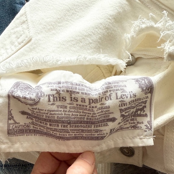 LEVI’S : Distressed off white Jean Shorts - Size 24 W - Picture 5 of 6